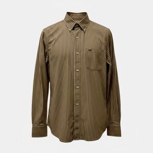 Hollister‎ Shirt Y2K Mens Large  Brown Stripe Long Sleeve Logo Preppy Minimalist